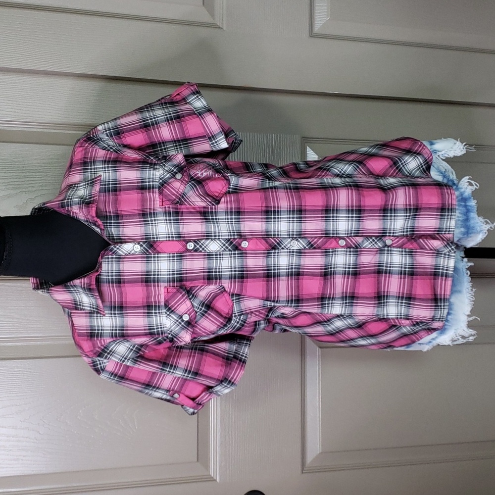NWOT Harley Davidson pink short sleeve pearl snap button down shirt size 1W